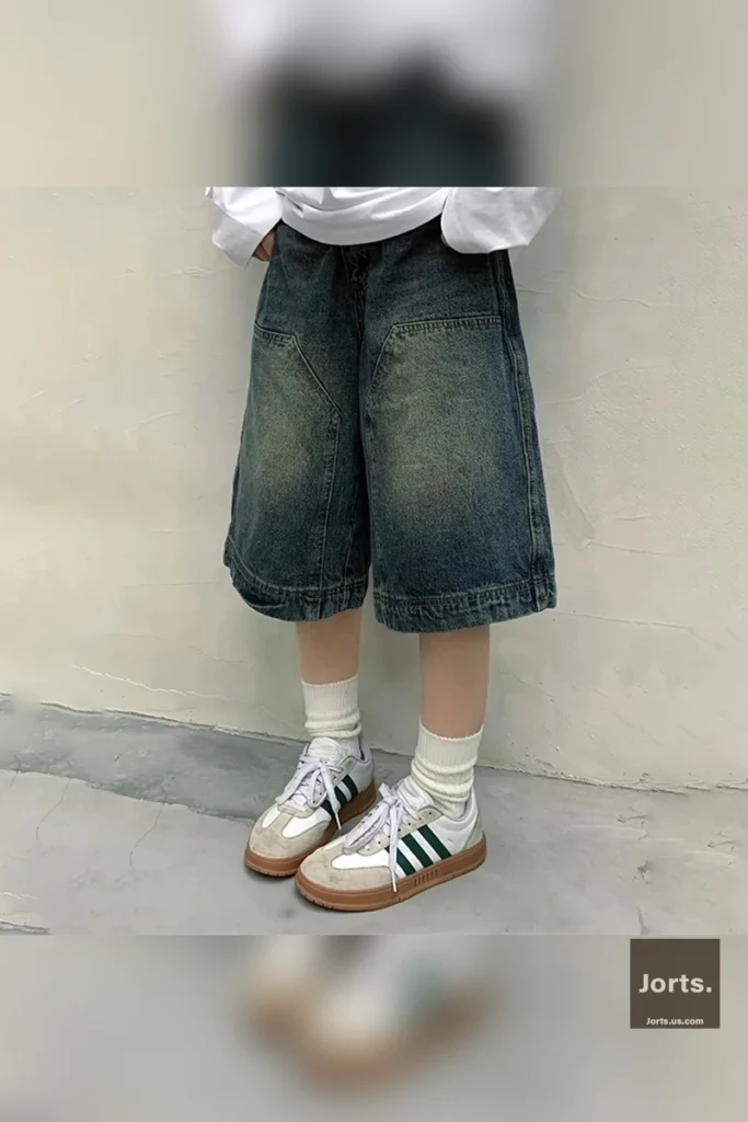 Vintage Y2K Baggy Jean Shorts for Women – Wide Leg Denim
