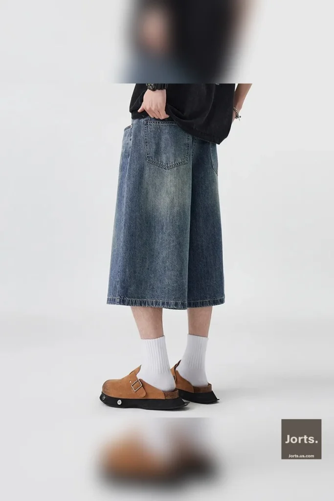 Iconic Men’s Loose Wide Leg Denim Jorts – Vintage Y2K Style