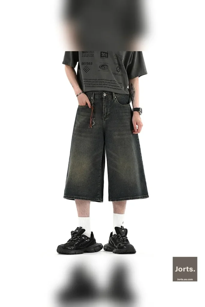 Vintage Baggy Denim Shorts: Wide Leg Y2K Jorts for Men