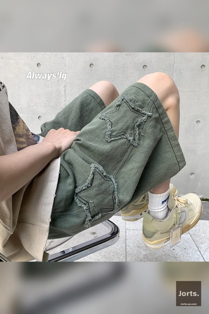 Vintage Star Patchwork Denim Shorts – Y2K Men’s Streetwear