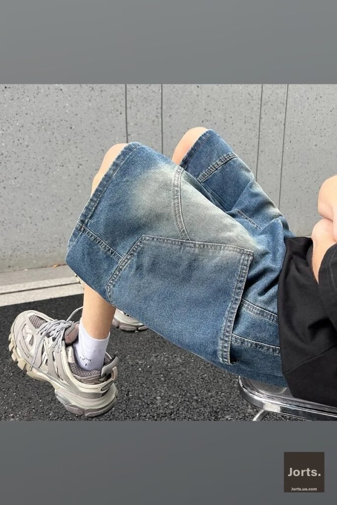 Vintage Wash Baggy Denim Shorts – Men’s Y2K Streetwear Jorts