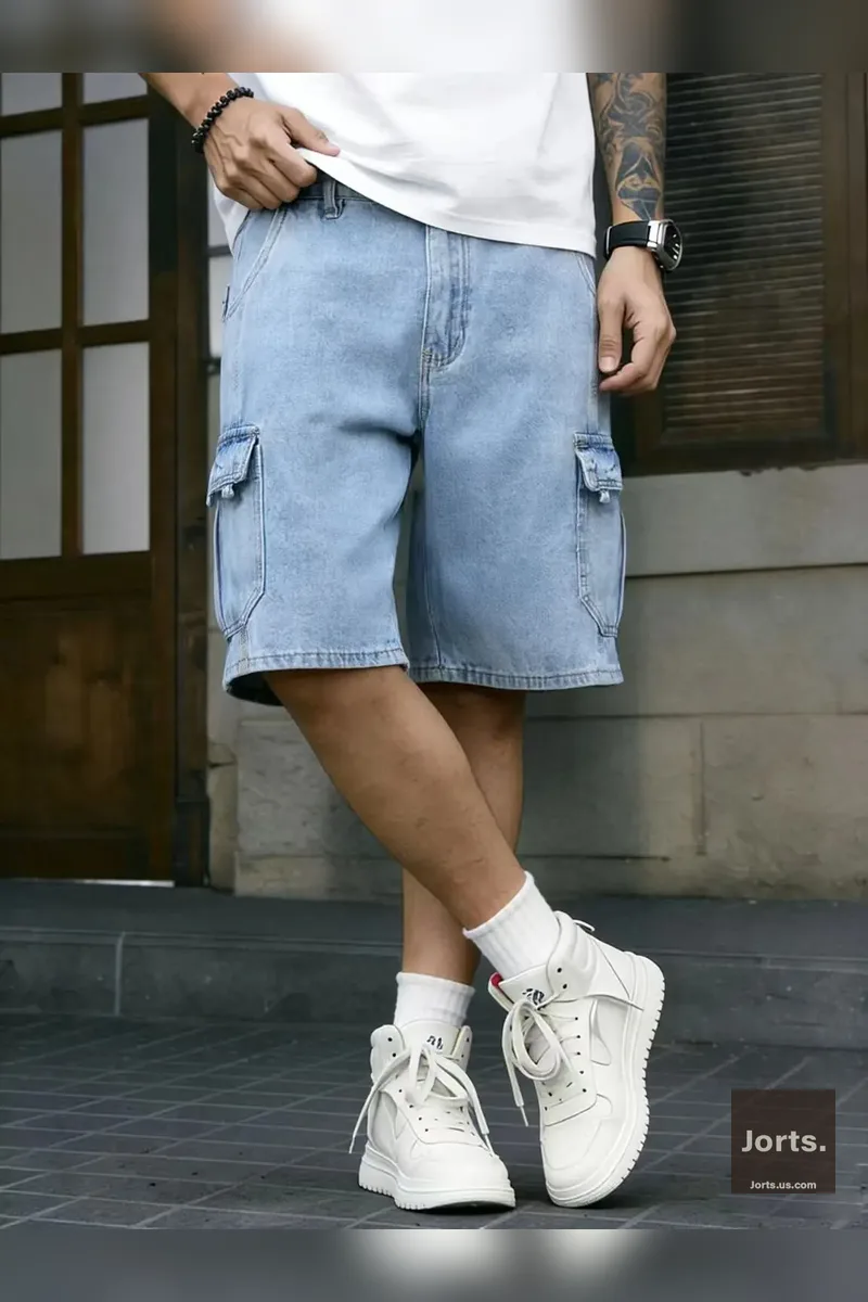 Retro Men's Loose Fit Denim Shorts - Y2K Street Style Jorts