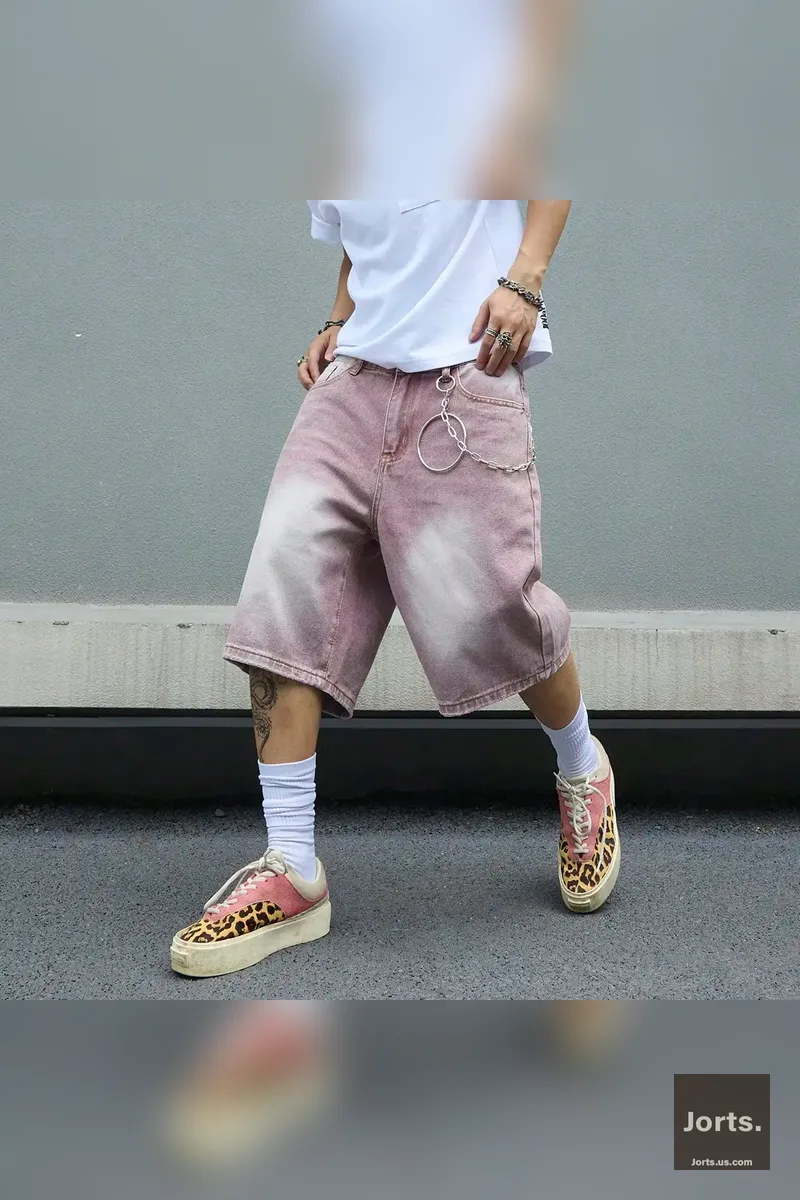 Iconic Pink Gradient Baggy Jorts | Y2K Vintage Denim Shorts